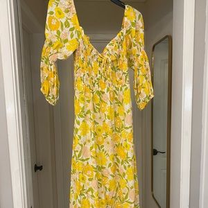 Faithfull the Brand yellow floral midi dress